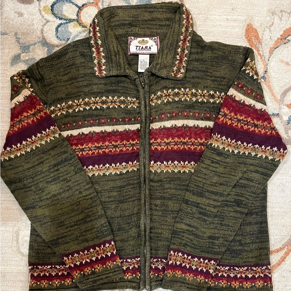 Mossy embroidered zip up , vintage